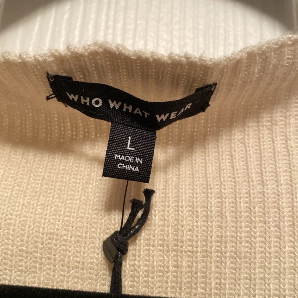 Brand New Who What Wear Coral Almond/Birch Stripe Sweater…size L - Picture 3 of 5